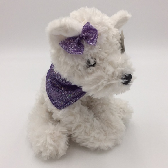 The Petting Zoo White Fluffy Plush Stuffed Animal Girl Puppy Dog Purple … - Picture 9 of 11